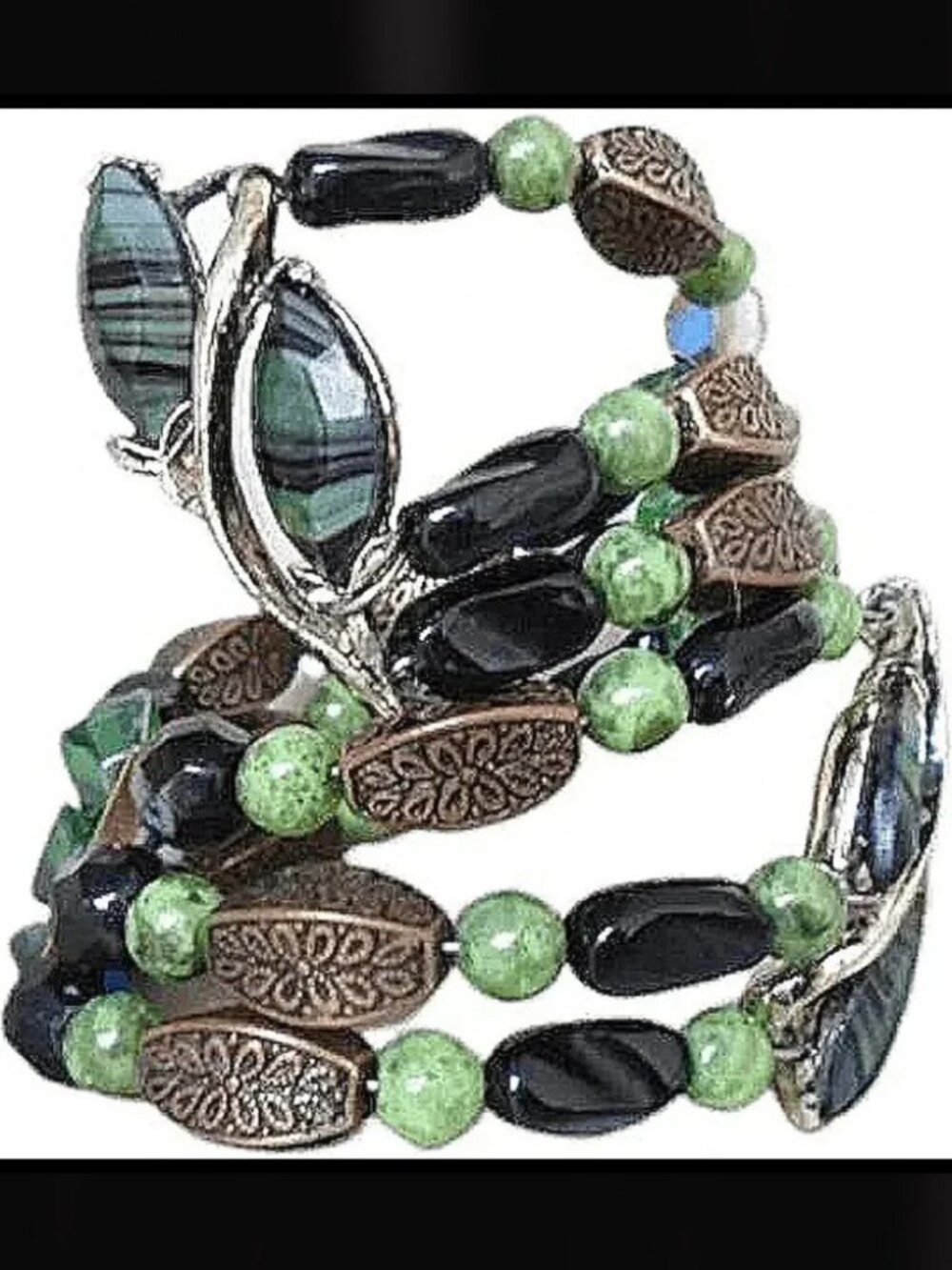 Edgy Green Black Retro Wrap Bracelet is Vintage X 2!